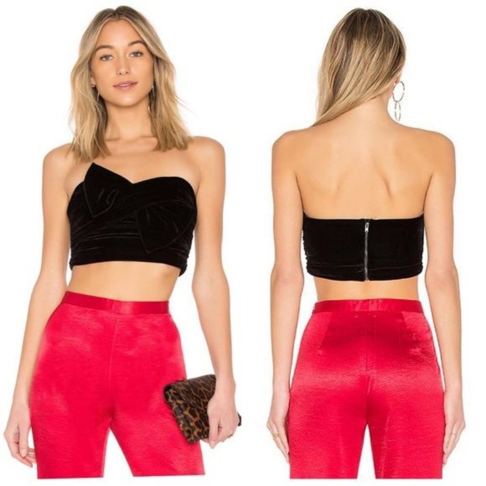 NWT Lovers + Friends Twist Turn Velvet‎ Crop Top in Black Size Medium